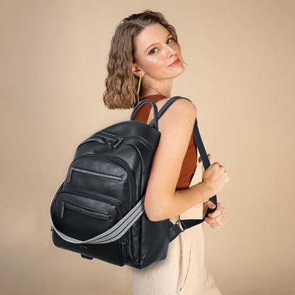LATMAP Backpack Purse for Women Laptop Backpack, Leather Travel Back Pack Shoulder Bag Teacher College Daypack Work Handbag fits 14" Laptop, Black - color: Style1-black