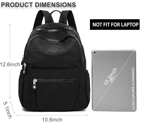 Pealwel Mini Backpack Purse for Women,Small Nylon backpacks for Ladies Backpacks Women Anti Theft Travel Bag (Black) - color: Black