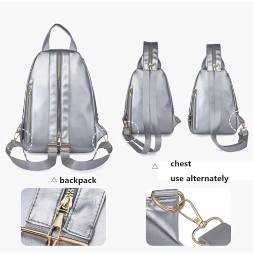 YANAER Mini Backpack for Women PU Leather Anti-theft Small Fashion Cute LightWeight Daypack for Work Travel Daily Silver - color: Silver