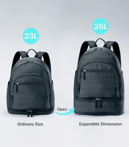 Uselike Gym Backpack for Women Men, Lightweight Gym Bag with Shoe Compartment, Waterproof Workout Backpack with Wet Pocket - color: Grey Blue
