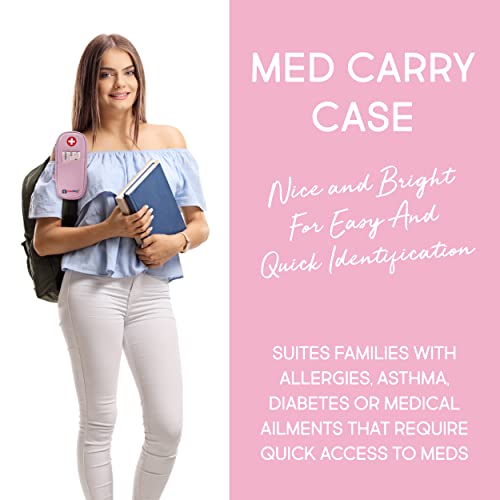 PracMedic Bags Epi Pens Carrying Case- Insulated Epipen Carry Case (Pink) | Holds 2 Epi Pens, Auvi-Q or Neffy, Inhaler & Antihistamine. Medical Case for Allergy, Asthma & Diabetes Medicines. - color: Quartz Pink
