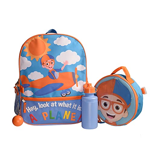 AI ACCESSORY INNOVATIONS Blippi Girls & Boys Toddler Pre school 4 Piece Backpack Set, Kids 16" School Bag with Front Zip Pocket, Blue - color: Blippi