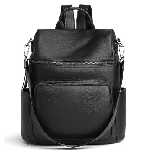 Anti-Theft Backpack Purse for Women, Convertible 3-in-1 Vegan Leather Backpack with Hidden Zipper, Adjustable Shoulder & Crossbody Bag for Travel and Daily Commute - color: B Black