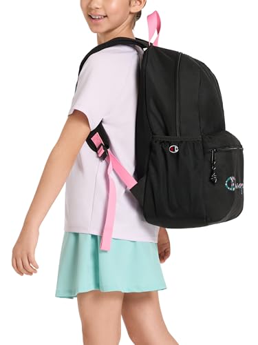 Champion Kids' Merit Backpack with Padded Straps, Water Bottle Pocket and Laptop Compartment for Daily Use, Pink, One Size - color: Pink