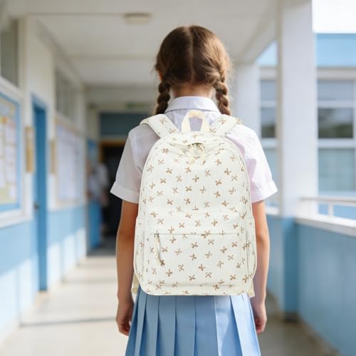 LEDAOU Backpack for Girls School Bag Kids Bookbag Teen Backpack Set Daypack with Lunch Bag and Pencil Case | Kids - color: Brown Bowtie