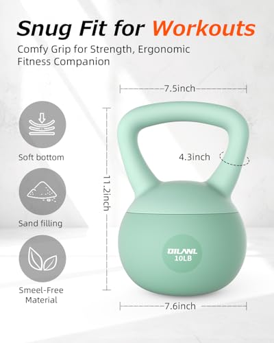 Soft Kettlebell, Safe Strength Training Kettle bell, Cushioned Impact-Resistant Base and Anti-Slip Grip Weight, Kettlebells Set for Home Workouts and Men/Women/Beginners,With Non-slip Gloves - color: Green