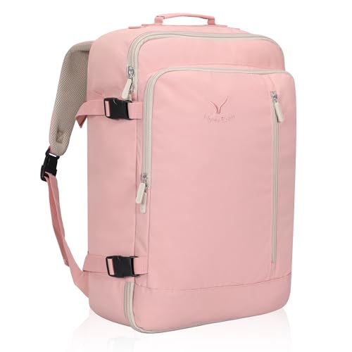 Hynes Eagle Carry on Backpack 38L Large Travel Backpack for Women Flight Approved Weekender Bag Laptop Backpack Men 15 inches Light Pink - color: Light Pink