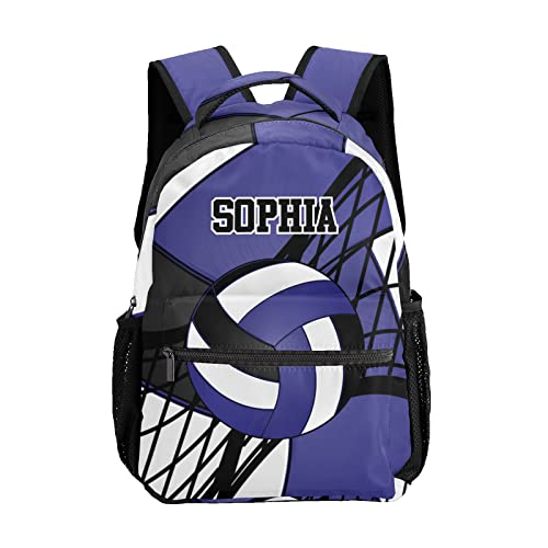 Volleyball Purple Black Personalized Backpack with Name Waterproof Bag for Birthday Holiday Gift for Travel Office Work - color: Design 5