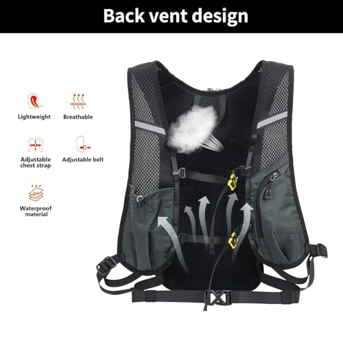 15L Small Hiking Backpack Lightweight Hydration Backpack for Men Women, Warterproof Hiking Daypack for Travel Cycling - color: Grey
