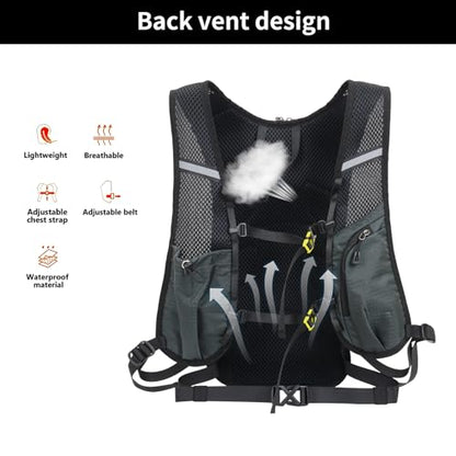 15L Small Hiking Backpack Lightweight Hydration Backpack for Men Women, Warterproof Hiking Daypack for Travel Cycling - color: Grey