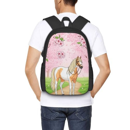 Lightweight Polyester Daypack Animal White Horse, Anti Theft Large Capacity Travel Hiking Backpack Unisex Carry On Bag for Outdoor Commute Business Use - color: Design (871)