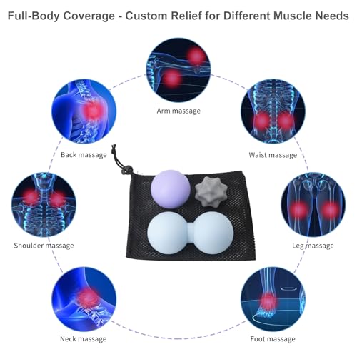 JIEJUNJI Massage Balls Set for Deep Tissue Muscle Relief, Trigger Point & Myofascial Release, Full Body Use for Back, Neck, Shoulder, Foot & Hip (Peanut Ball Set) - style: Peanut Ball Set