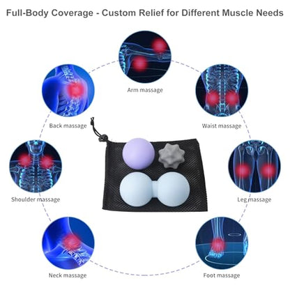 JIEJUNJI Massage Balls Set for Deep Tissue Muscle Relief, Trigger Point & Myofascial Release, Full Body Use for Back, Neck, Shoulder, Foot & Hip (Peanut Ball Set) - style: Peanut Ball Set