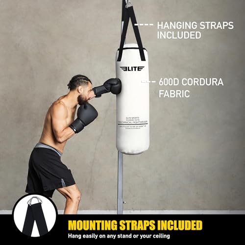 Elite Sports Boxing Bag 4 FT – Heavy Duty Canvas Punching Bag with Straps for Boxing, Training, MMA, Muay Thai, Kickboxing, Martial Arts & Fitness – UNFILLED Heavy Bag - color: Raw Color