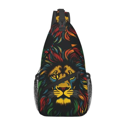 Jamaica Reggae Music Lion Outdoor Crossbody Shoulder Bag For Unisex Young Adult Hiking Bicycling - color: 1