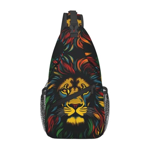 Jamaica Reggae Music Lion Outdoor Crossbody Shoulder Bag For Unisex Young Adult Hiking Bicycling - color: 1