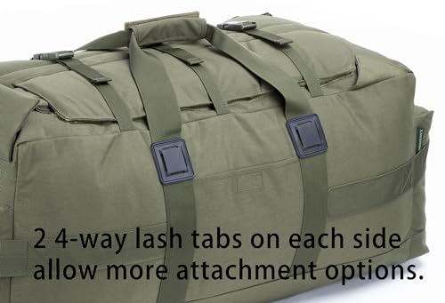Large Military Duffle Bag Backpack Tactical Field Gear Equipment Duffel Bag Army Deployment Bag 85L - color: Olive Drab