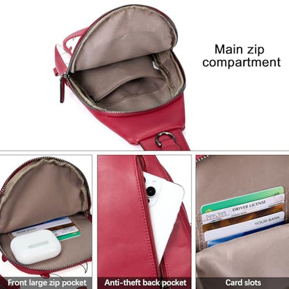 CLUCI Crossbody Bags for Women Men,Leather Sling Bag Cross Body Backpack for Woman Gifts for Women Birthday Unique - color: 1-1 Cherry