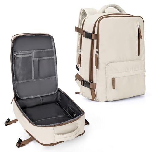WONHOX Travel Backpack Women, Carry On Backpack for Men, Hiking Laptop Backpack Waterproof Outdoor Sports Rucksack Casual Daypack, Beige Brown - color: A52-beige Brown, size: Large