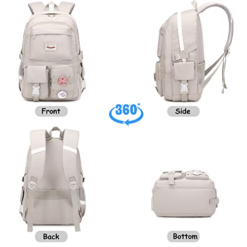 Makukke School Backpacks for Teen Girls - Laptop Backpacks 15.6 Inch College Cute Bookbag Anti Theft Women Casual Daypack,Gray - color: Grey