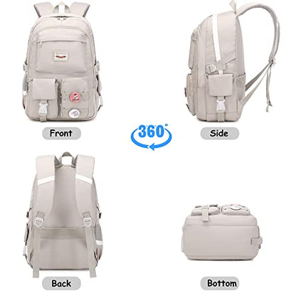 Makukke School Backpacks for Teen Girls - Laptop Backpacks 15.6 Inch College Cute Bookbag Anti Theft Women Casual Daypack,Gray - color: Grey