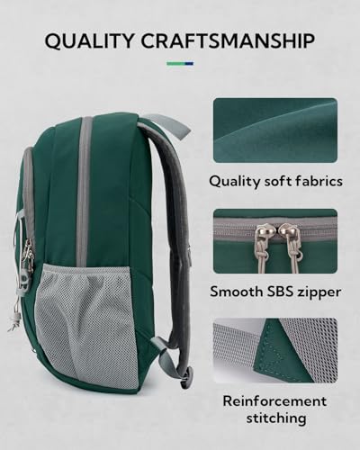 WATERFLY 12L Small Hiking Backpack: Day Pack Lightweight Travel Bag Camping Fitness Cycling Outdoor Sports Daypack For Women Men - color: Dark Green
