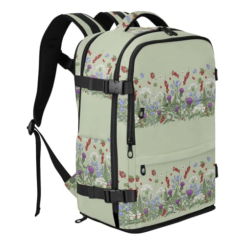 Travel Backpack with Shoe Compartment, 20L Large Capacity Laptop Backpack for Men Women, Wildflowers Daypack for Traveling Hiking Carry On