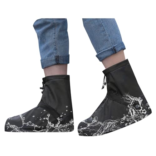 Waterproof Rain Boot Shoe Covers for Men Women, Non-Slip Rain Shoe Covers, Waterproof Overshoe Reusable Foldable Rain Shoe Protectors for Cycling Outdoor Travel - color: Black, size: Medium