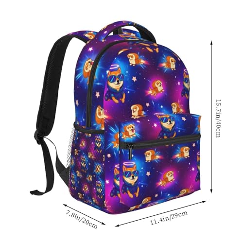 Casual Travel Daypack Purple Galaxy Space Shiba Inu Doge, Multi Pocket Water Resistant Backpack for Men Women Weekend Getaways - color: Pattern (12)