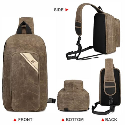 Padwa Lifestyle Dark Brown Crossbody Camera Bag - Waxed Memory Canvas Compact Camera Sling and Crossbody Bag with Fast Access,Versatile Lightweight Everyday Bag for Photographers Travel,Photography - color: Dark Brown