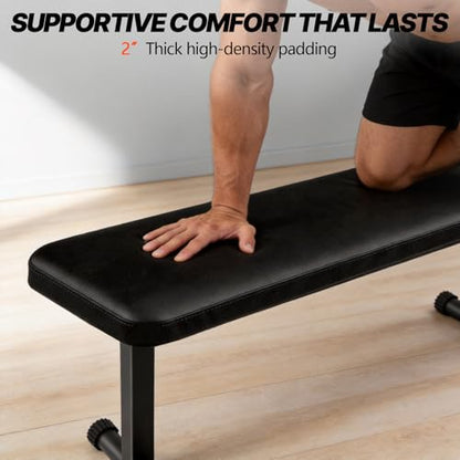 Flat Weight Bench, Foldable Flat Bench, for Multi-Purpose Weight Training, Sturdy Strength Training Workout Bench, Space-saving Bench Press Flat Exercise Bench, for Home Gym