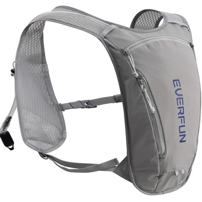 EVERFUN Hydration Backpack Running Vest Small Hiking Water Backpack with 1.5L Water Bladder for Women Men, Lightweight Reflective Phone Holder Hydro Pack for Trail Running, Biking, Race, Marathons - style: Gray