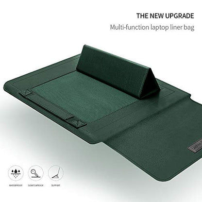 Laptop Sleeve 11-12" Case with Stand Compatible with Microsoft Surface Laptop 5/4/3/2 13.5", MacBook Air/Pro 13.3", PU Leather Sleeve for 15-16" Laptop Computers - Black - color: Black, size: 11-12 Inch