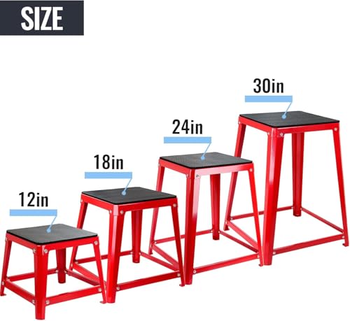 Plyometric Platform Box, Plyometric Box Jump Set For Home Gym Training, Conditioning, Strength Training - color: Set of 4 Red
