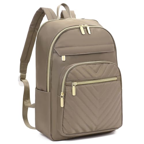 GAEKEAO Laptop Backpack Purse for Women 15.6 Inch Travel Computer Bags Fashion Casual Daypacks for Work College Business Khaki - color: Brown