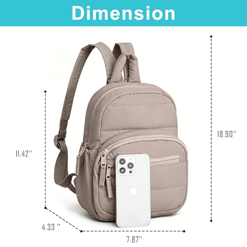 Lightweight Mini Backpack for Women,Taslan Durable Daypack,Casual Travel Backpack with Adjustable Straps for Daily,Travel - color: Khaki