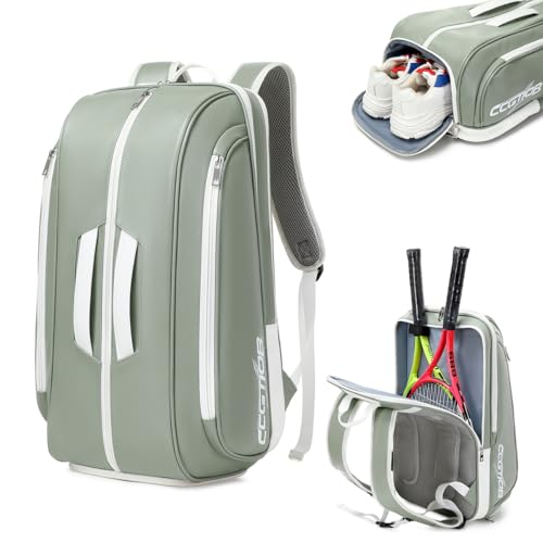 Tennis Racket Bag Pickleball Padel Backpack With Shoe Compartment, Laptop Sleeve,Fence Hook,Ball Sleeve - color: Green