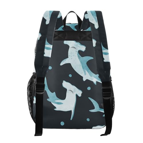 Watercolor Hammerhead Shark Clear Backpack, PVC Transparent School Backpack Lightweight Student Book Bags Capacity Clear Bag - color: Navy Blue