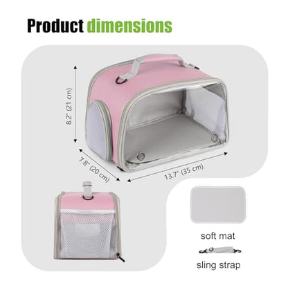 WEVONIGU Expandable Small Animal Backpack Carrier with Clear Bubble Window Large Space Travel Cage for Hedgehog Rat Parrot,Bearded Dragon,Sugar Glider,Airline Approved (Pink, Carrier) - color: Pink, size: Carrier