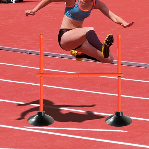 TNZMART 3.3 FT Agility Poles Adjustable Hurdles for Soccer Football Speed Training Equipment Track and Field - color: Orange, style: 6 groups