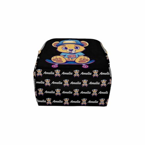 Custom Diaper Bag with Name, Personalized School Bag Cute Bear Pattern, Monogram Nappy Backpack with Thermal Pockets for Adults Kids, Large Capacity Waterproof Diaper Bag, Travel Gifts - color: Color-10
