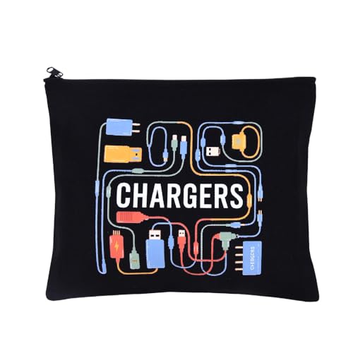 ShiQiao Spl Chargers Makeup Bag Organizer Zipper Pouch Chargers Storage Cosmetic Bag for Daughter Son Birthday Christmas Gifts for Friend Travel Toiletry Bag Accessories Organizer Makeup Pouch - style: Black Charger
