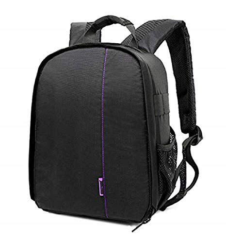 Elonglin Camera Backpack Waterproof Bag Compact Camera Cases for DSLR/SLR and Accessories (Black 5) - color: Purple Liner