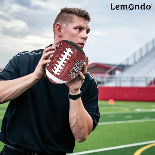 PassCatch Training Football, Enhance Passing Catching Skills, Official & Youth Size(with Pump) - style: Brown 9#(Ages 14+)
