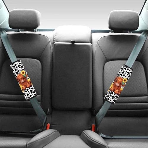 Dreaweet Seat Belt Cover Pad Highland Cow Car Accessories Seat Belt Covers for Kids Soft Seatbelt Covers Cushion Shoulder Strap Pad for Bag Backpack - color: Highland Cow