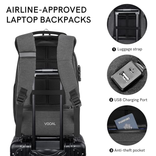 VGOAL Travel Laptop Backpack, Laptop Bookbag College Backpack Durable Water Proof with USB Charging Port for Men Women (FG6303-13) - color: Fg6303-13