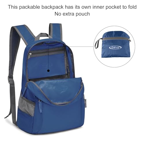 G4Free 20L Lightweight Packable Backpack Travel Hiking Daypack Foldable Backpack for Men Women - color: A-medium Blue