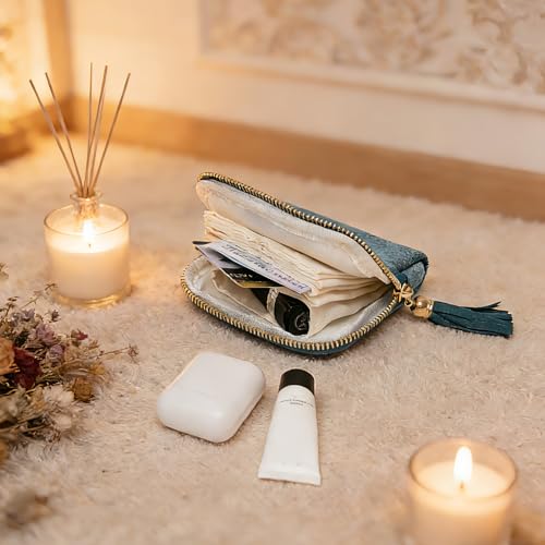 Women's Coin Purses Velvet Mini Travel Jewelry Case Bag with Tassel - color: A-Dark Purple
