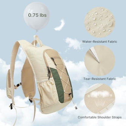 G4Free 20L Hiking Backpack Lightweight Daypack with Phone Pocket Small Packable Foldable Hiking Bag for Women Men, Green+Beige - color: Green+beige