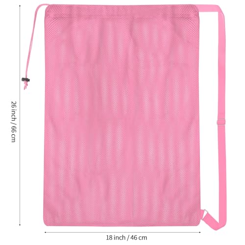 NATURAL STYLE Large Mesh Drawstring Backpack Bag, Gym Sports String Bag, Outdoor Workout Beach Swim Bag (Pink) - color: Pink